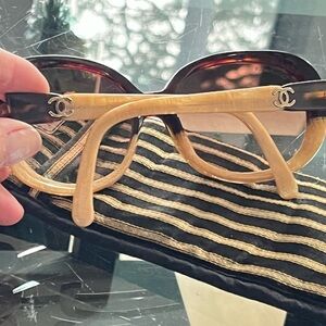 CHANEL Women's Sunglasses - Black and Tan